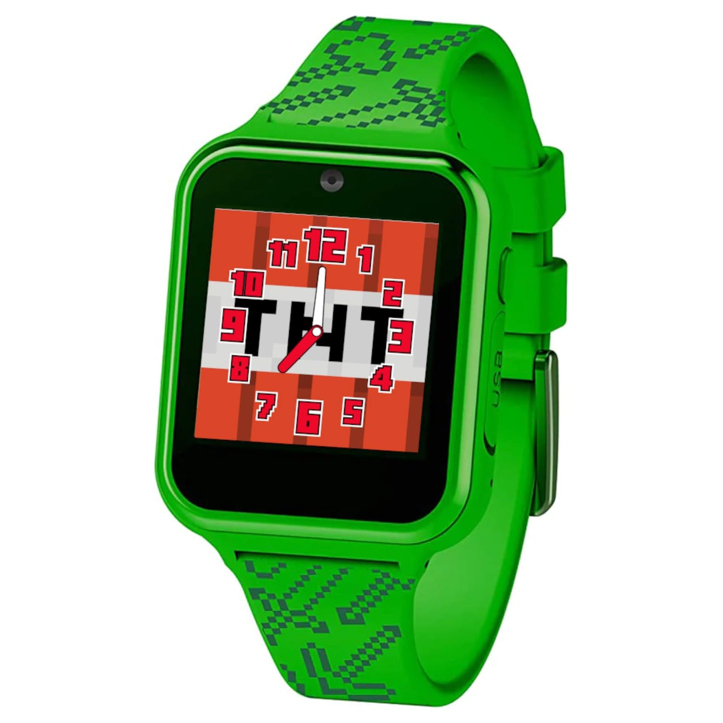 Accutime Reloj Inteligente Infantil Minecraft - Con pantalla táctil, Cámara Selfie, Juegos, Podómetro, Alarma