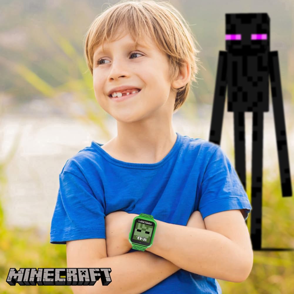 Accutime Reloj Inteligente Infantil Minecraft - Con pantalla táctil, Cámara Selfie, Juegos, Podómetro, Alarma