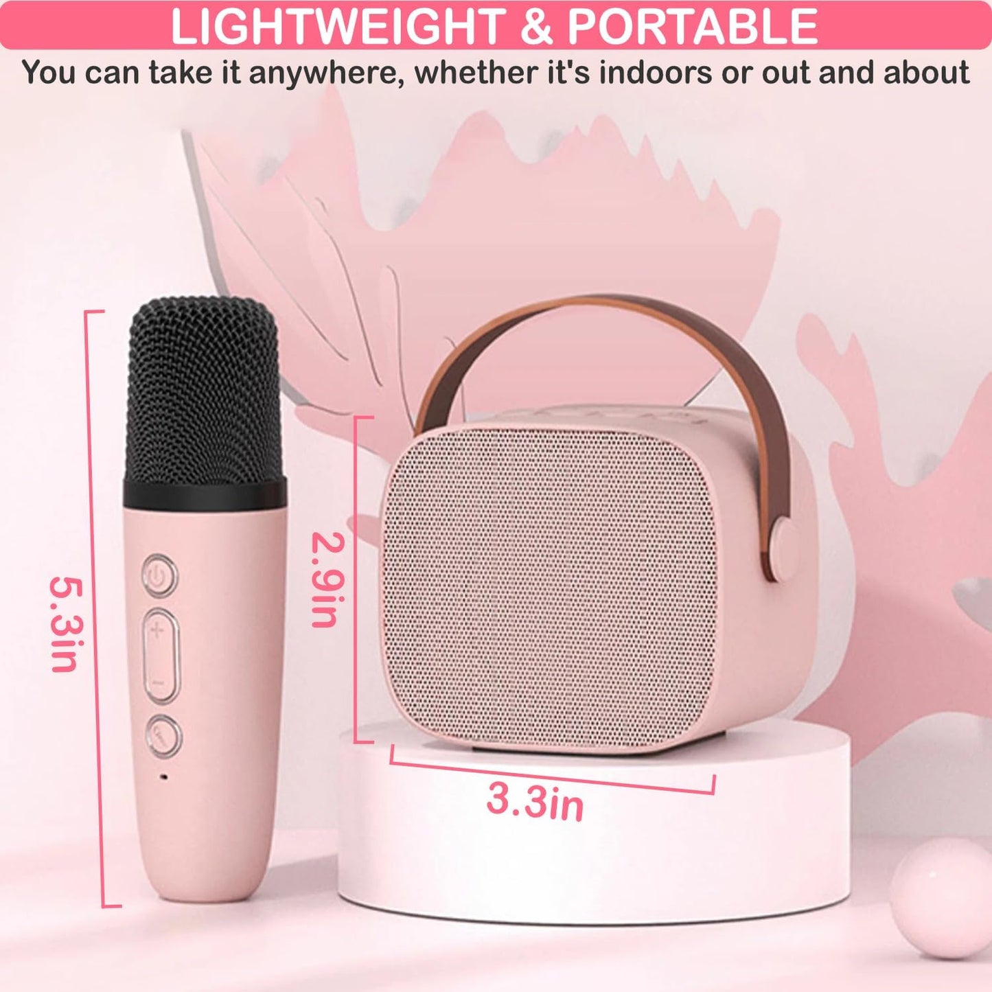 Mini Máquina de Karaoke Portátil con Micrófono Inalámbrico, Bluetooth 5.3 y Efectos de Voz (Niñas 3–12 años)
