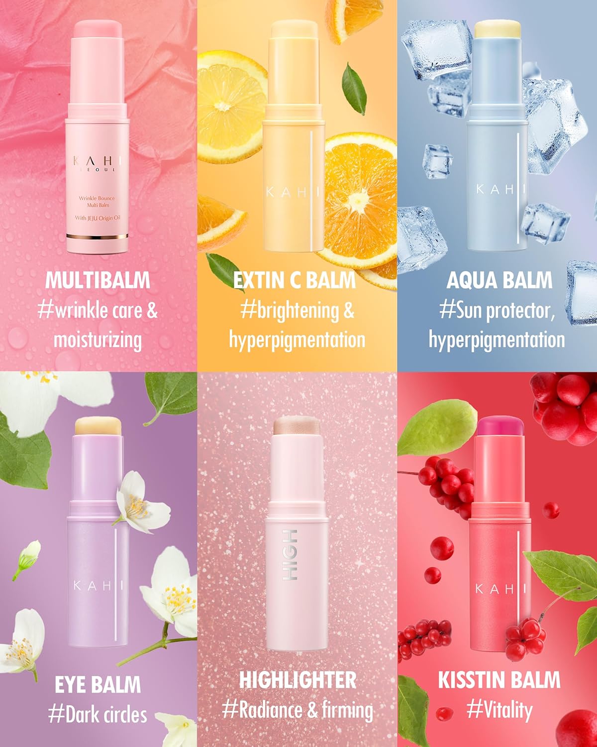 KAHI Extin C Bálsamo Facial Hidratante - Barra Hidratante con Vitamina C y Bálsamo de Maquillaje Multiusos | Bálsamo Inicial y Finalizador para Iluminar la Piel y Reducir Líneas Finas