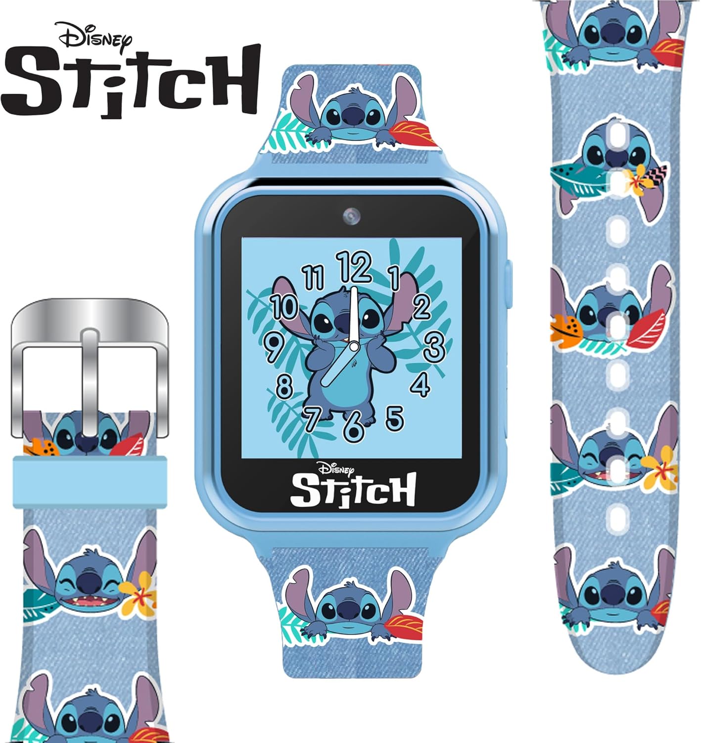 Disney Stitch – Reloj Inteligente para Niños con Pantalla Táctil, Cámara, Juegos, Podómetro y 10 Carátulas