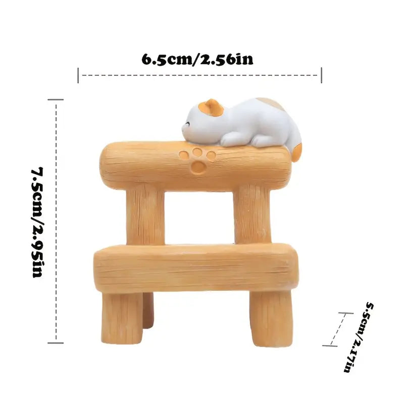 Soporte para Celular Gatito en Banco (Resina)