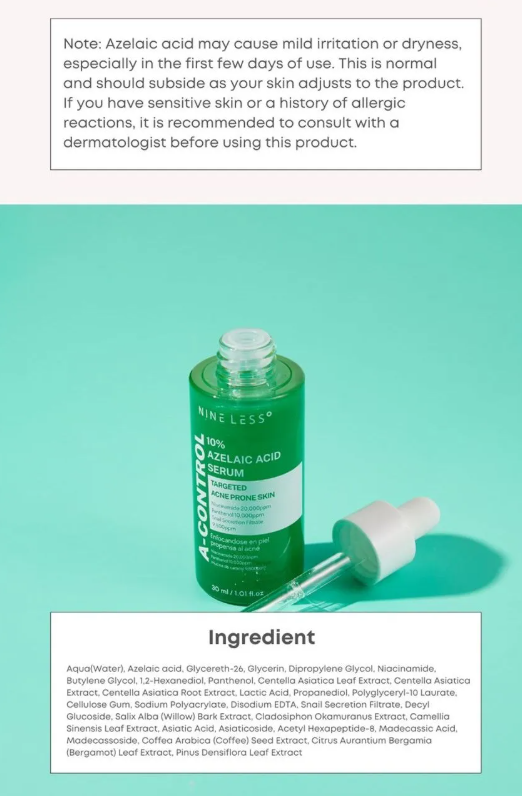 NINELESS – Sérum de Ácido Azelaico A-Control 10% Azelaic Acid Serum (30ml)