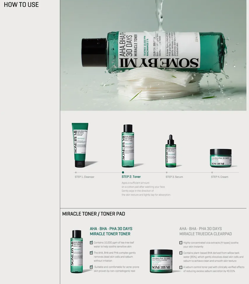 SOME BY MI – Tónico Facial AHA, BHA, PHA 30 Days Miracle Toner (150 ml)