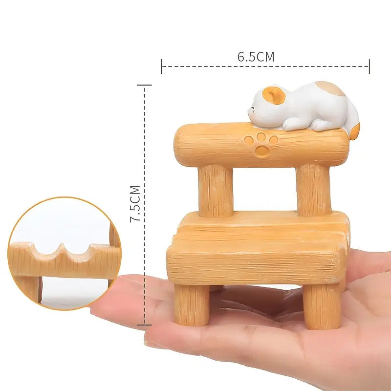 Soporte para Celular Gatito en Banco (Resina)