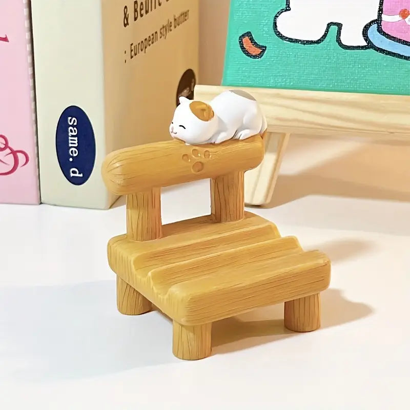 Soporte para Celular Gatito en Banco (Resina)