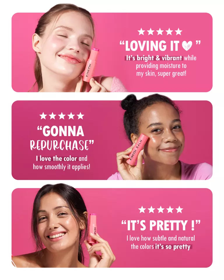 KAHI Kisstin Balm Pink Stick - Kisstin Bálsamo Rosa - Bálsamo Facial Refinador de Piel e Hidratante | Barra de Maquillaje Multiusos e Iluminador