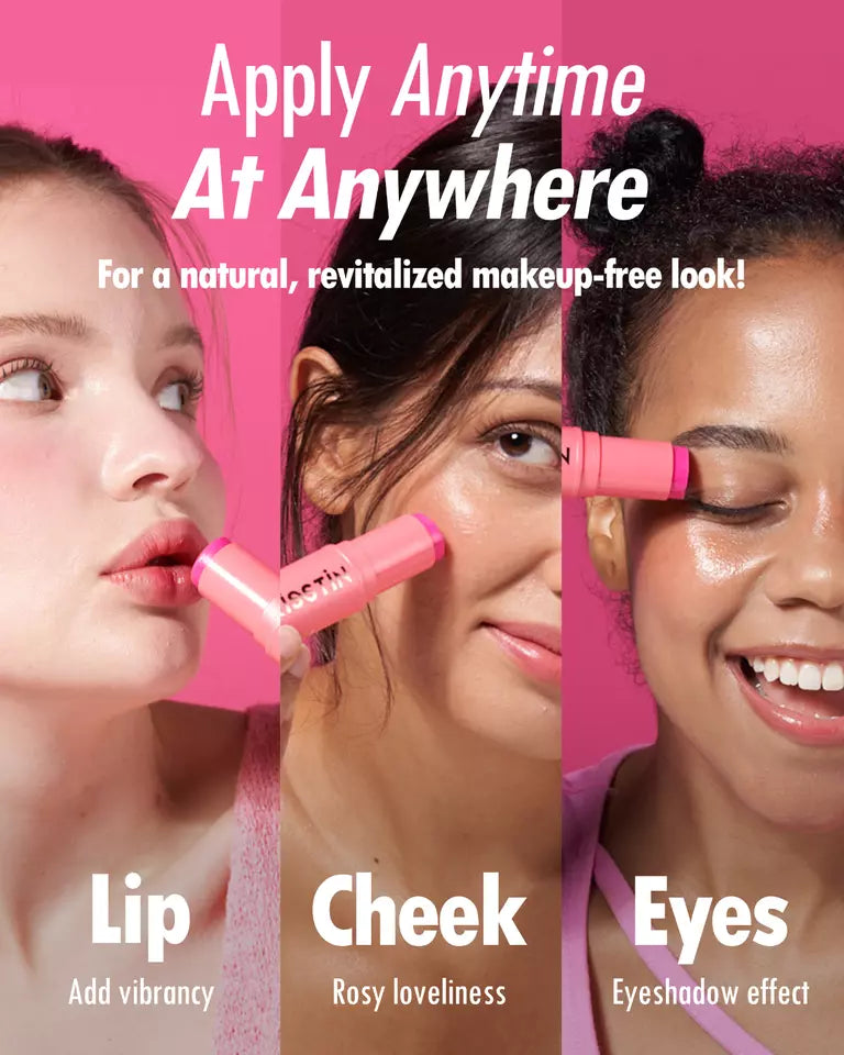 KAHI Kisstin Balm Pink Stick - Kisstin Bálsamo Rosa - Bálsamo Facial Refinador de Piel e Hidratante | Barra de Maquillaje Multiusos e Iluminador