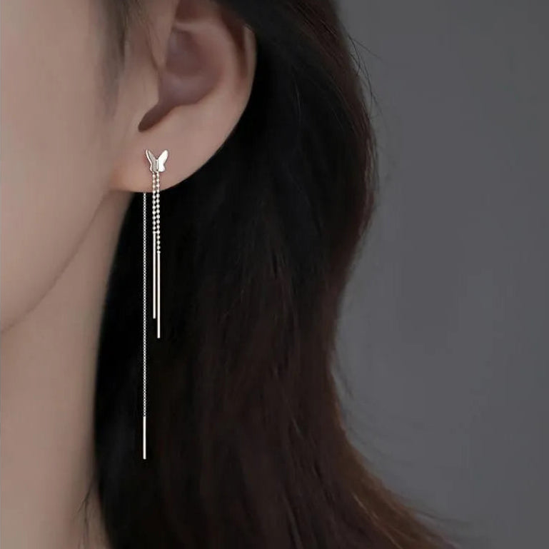 Aretes Mariposa con Colgante (plata 925) [prt-145]