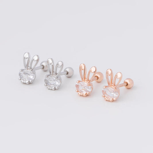 Aretes Conejo Radiante (plata 925) [prt-130]