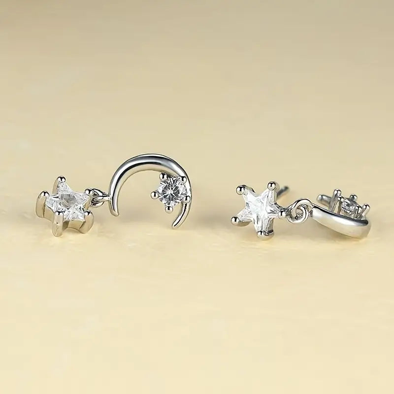 Aretes Crystal Star Moon (plata 925) [prt-126]