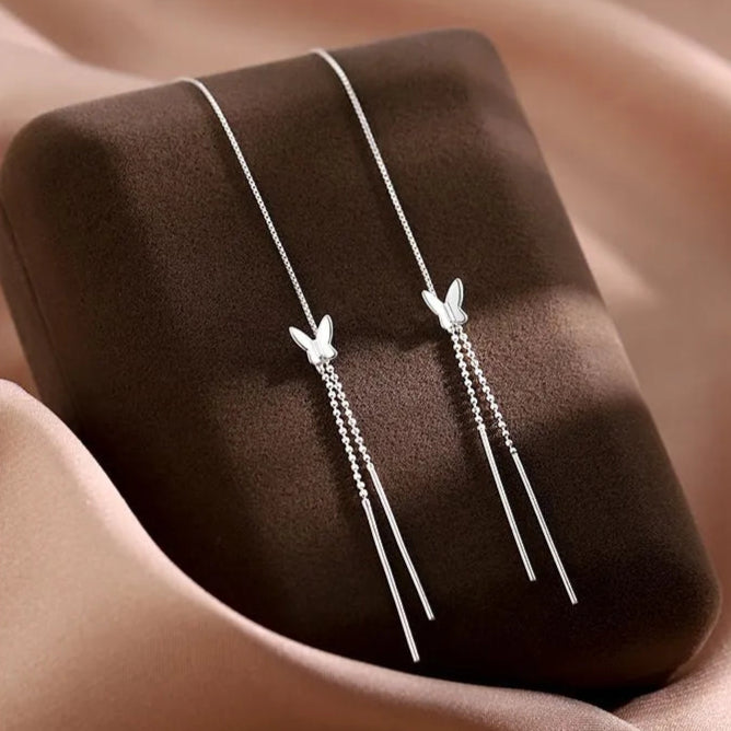 Aretes Mariposa con Colgante (plata 925) [prt-145]