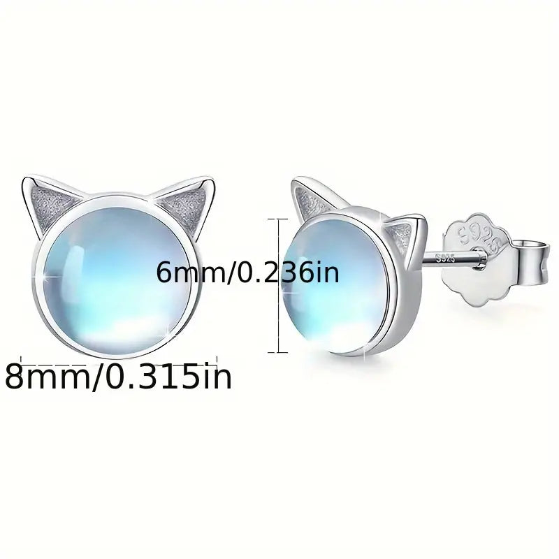 Aretes Gatito Lunar (plata 925) [prt-103]