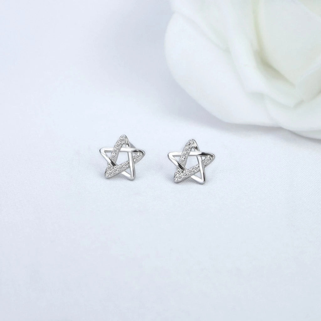 Aretes Estrella Entrelazada (plata 925) [prt-117]
