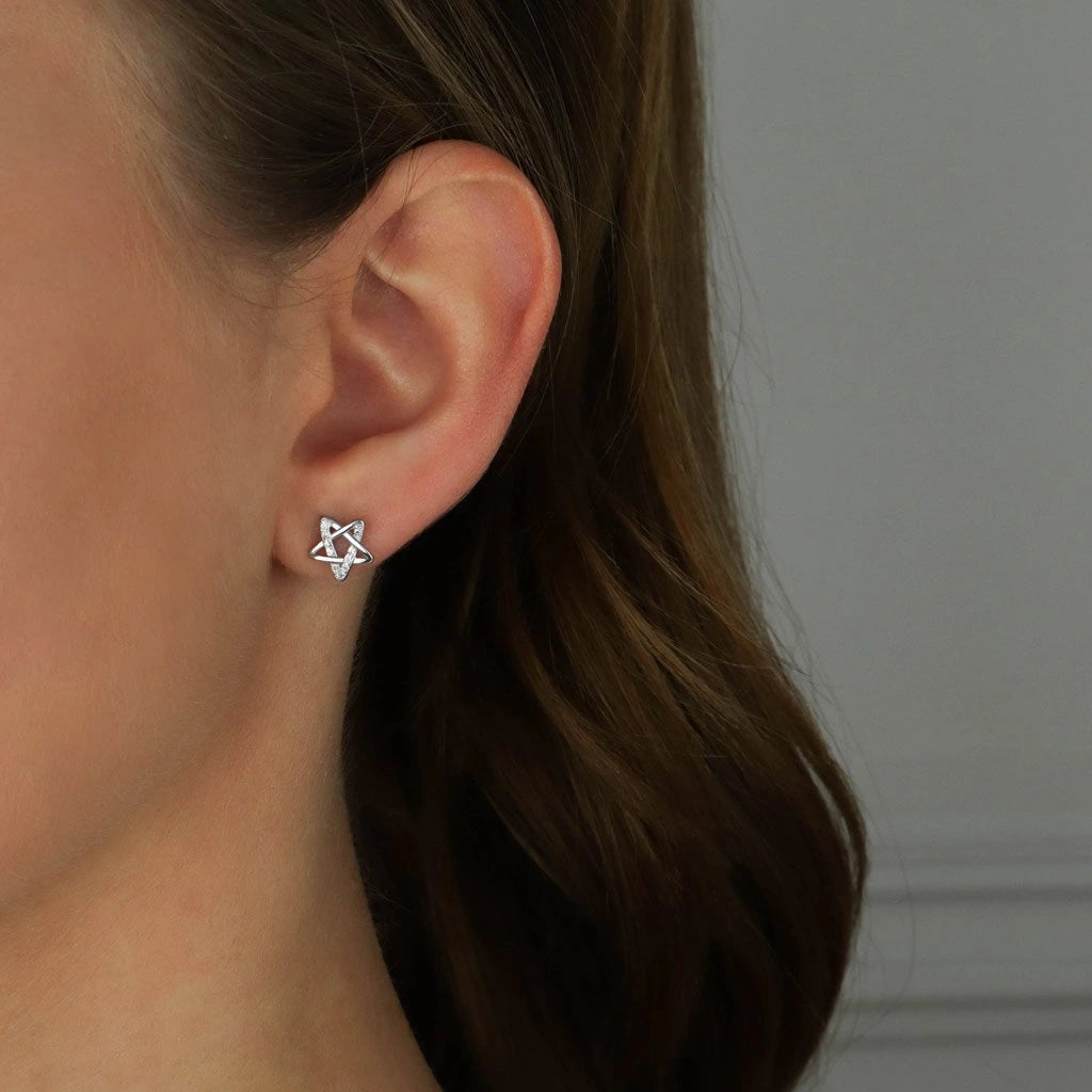 Aretes Estrella Entrelazada (plata 925) [prt-117]