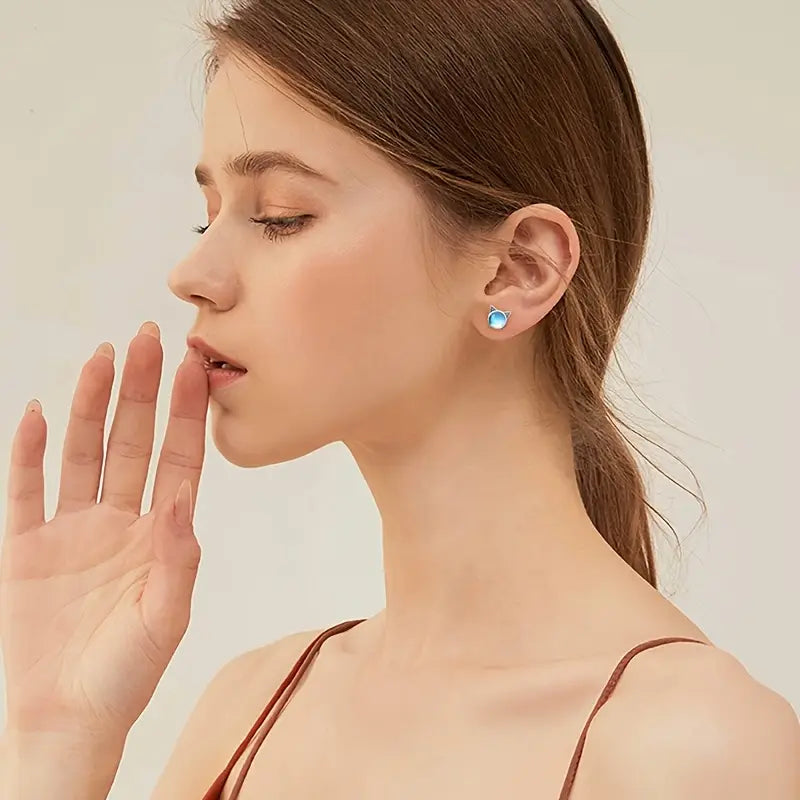 Aretes Gatito Lunar (plata 925) [prt-103]