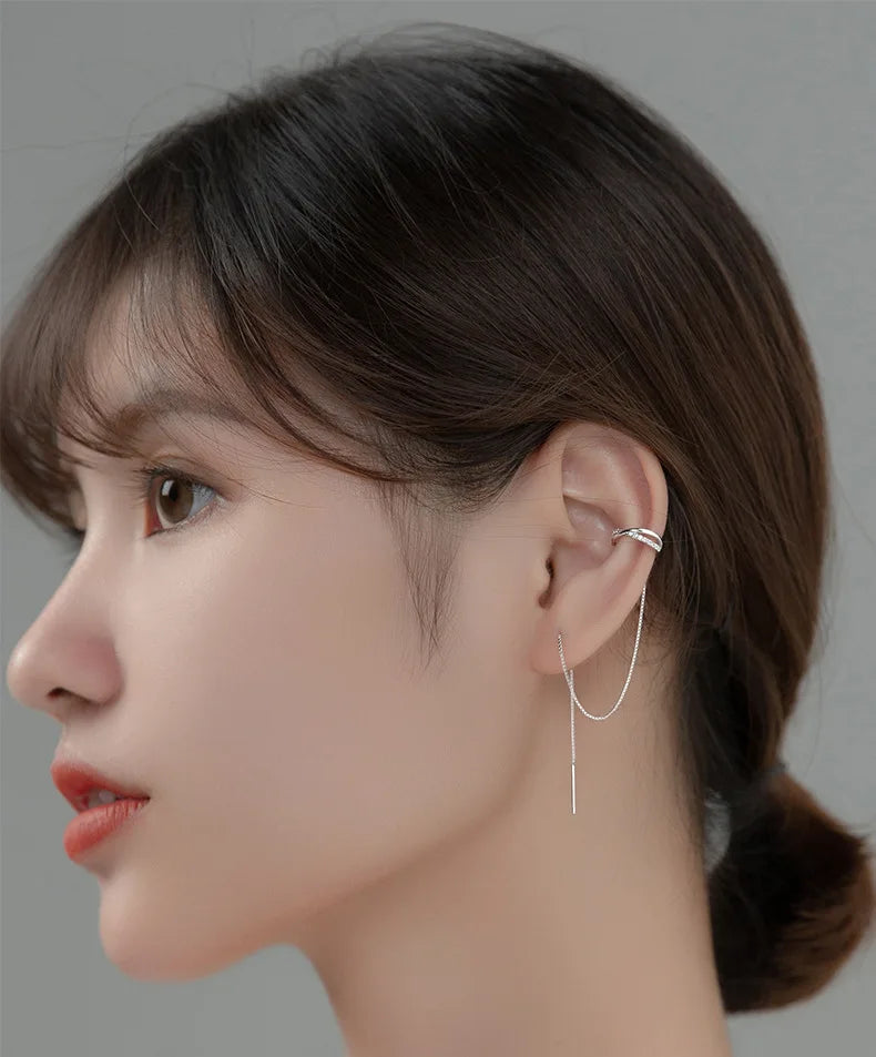 Aretes Hilo Deslizante (plata 925) [prt-138]