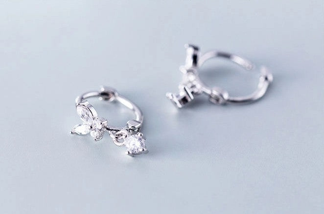Aretes de aro Mariposa Brillante (plata 925) [prt-73]
