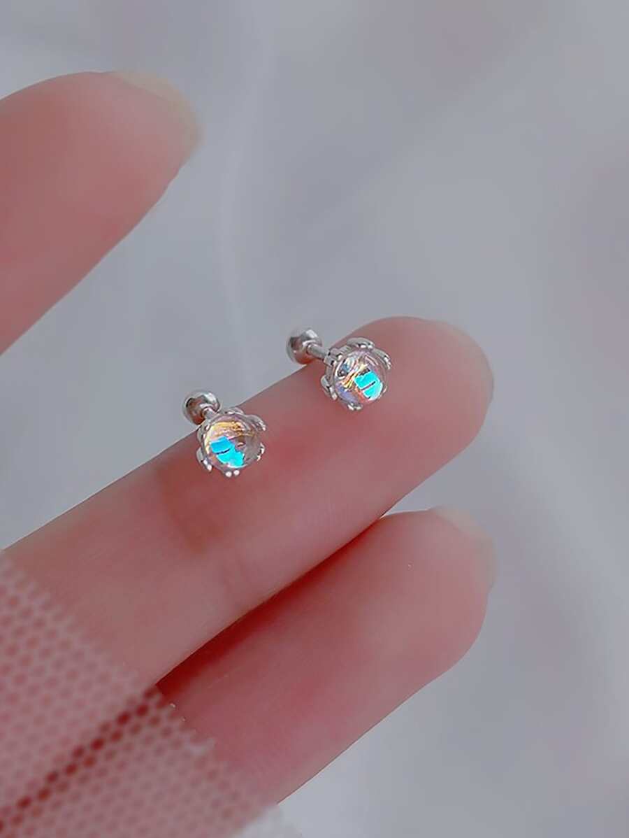Aretes Piedra de Lunar Doble (plata 925) [prt-110]