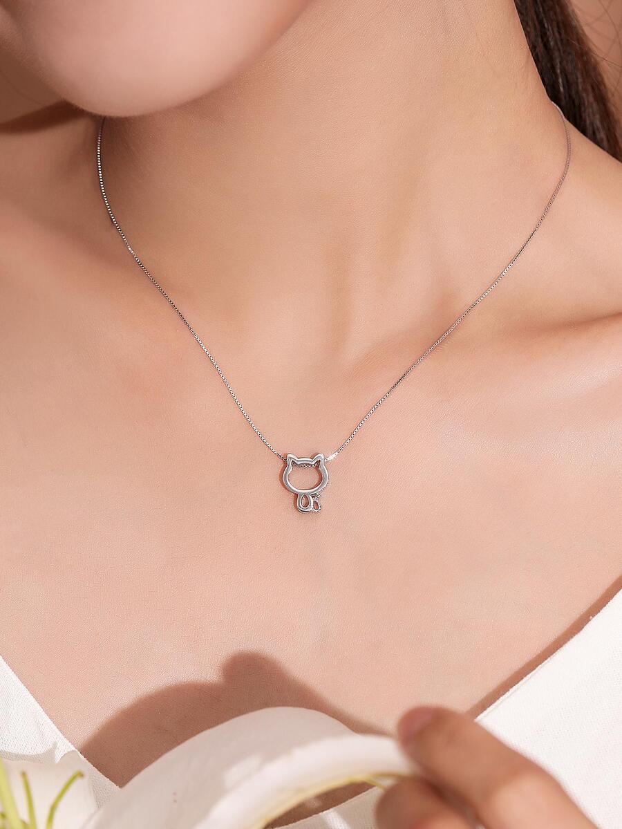 Collar con Colgante de Gato (plata 925) [prt-228]