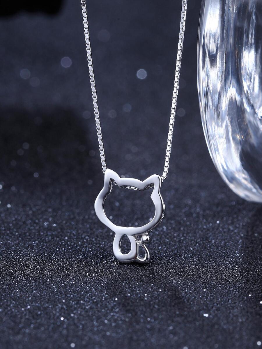 Collar con Colgante de Gato (plata 925) [prt-228]