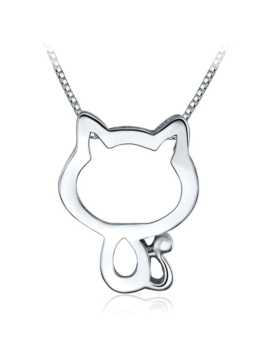 Collar con Colgante de Gato (plata 925) [prt-228]