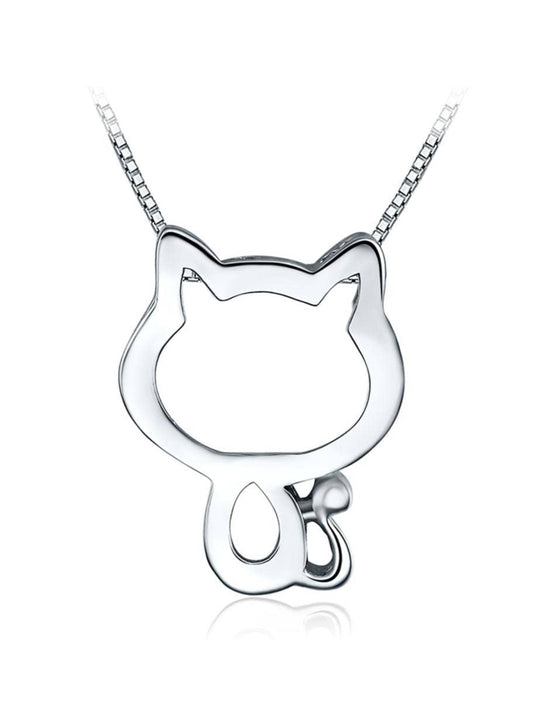 Collar con Colgante de Gato (plata 925) [prt-228]