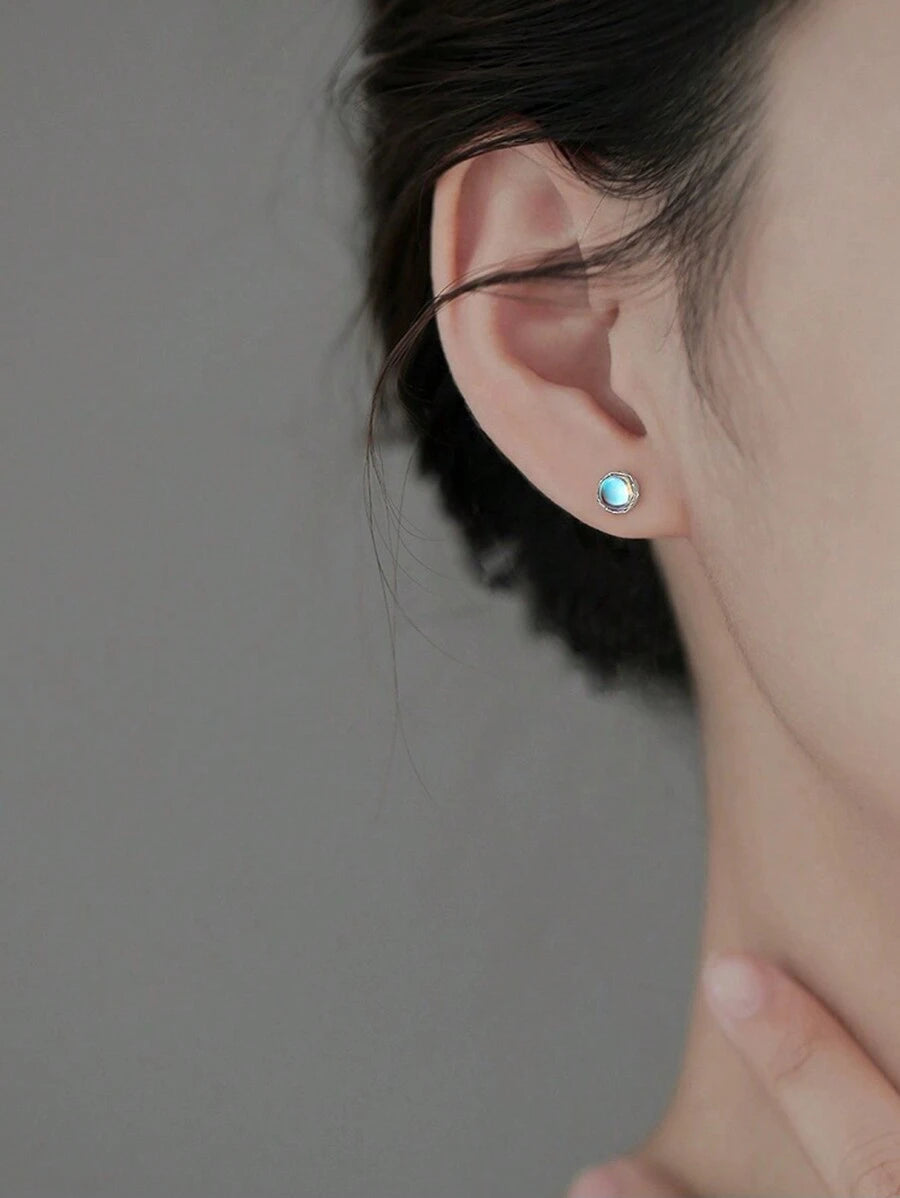 Aretes Estrella de Piedra Lunar (plata 925) [prt-233]