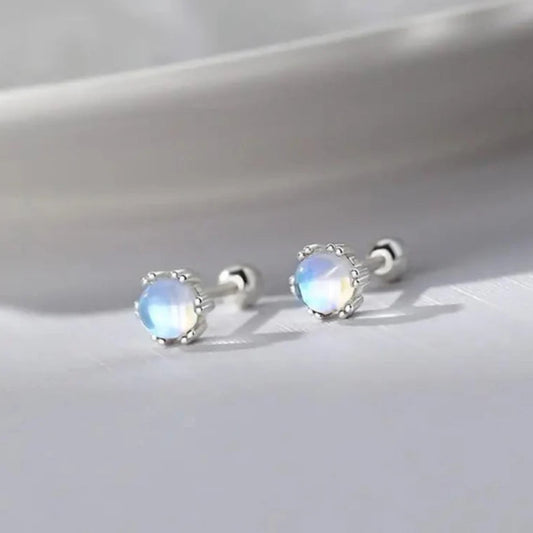 Aretes Piedra de Lunar Doble (plata 925) [prt-110]