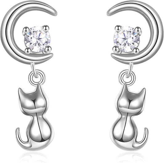 Gatito sentado en la luna (Plata 925) [prt-21]
