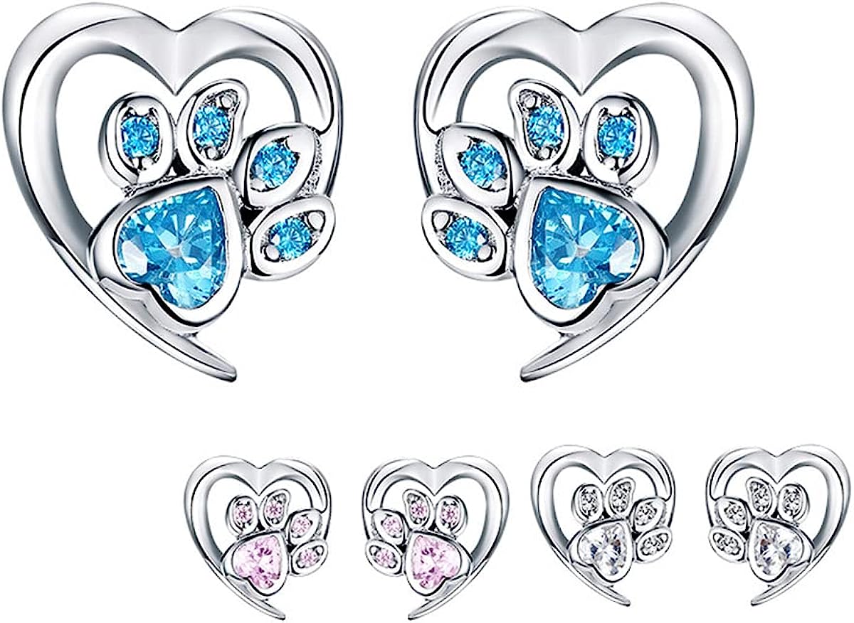 Huellita azul en corazón (Plata 925) [prt-8]