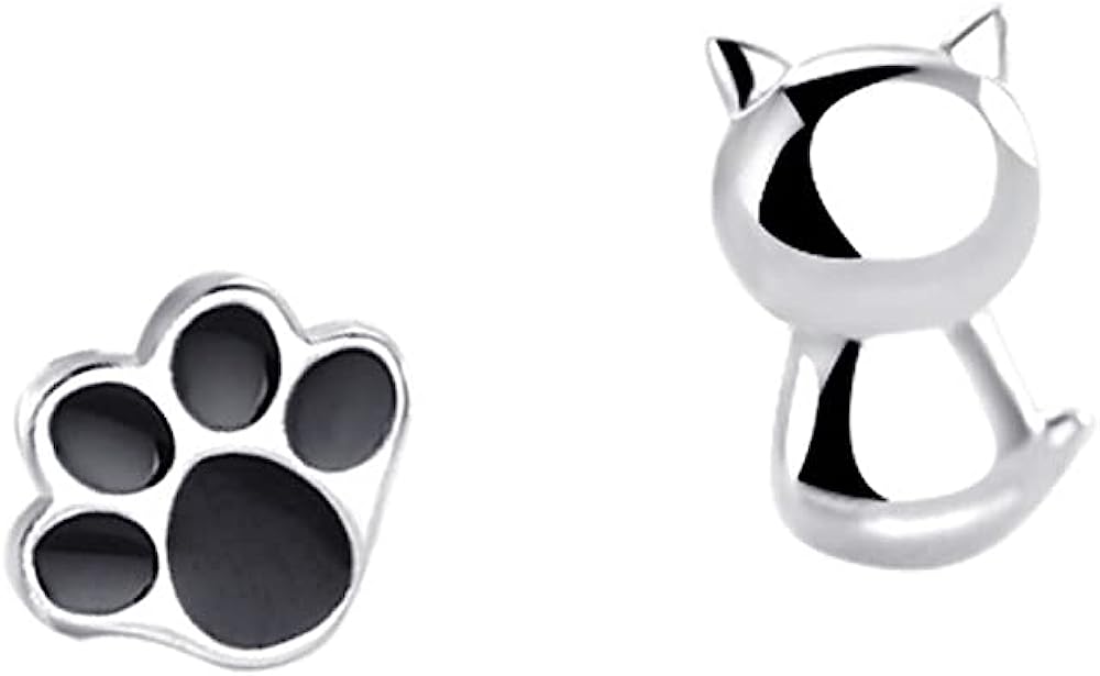 Gatito y huella negra (Plata 925) [prt-31]