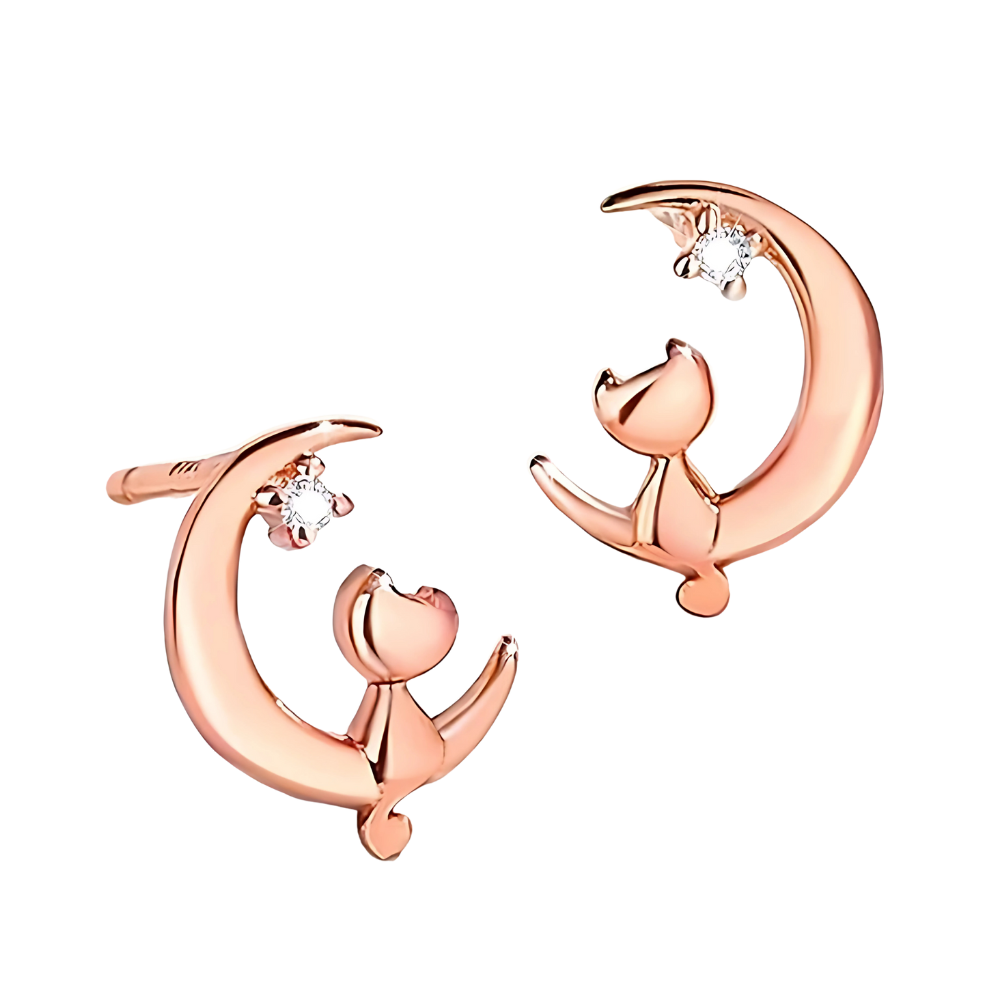 Aretes de Gato Amor Lunar (plata 925) [prt-97]