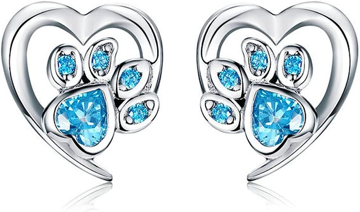 Huellita azul en corazón (Plata 925) [prt-8]