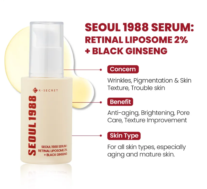 KSECRET - SEOUL 1988 Serum Facial – Retinal Liposome 2% + Ginseng Negro (30ml) [prt-195]