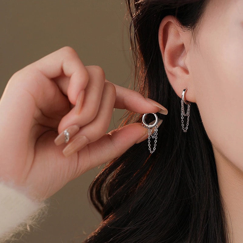 Aros con Cadena (plata 925) [prt-135]
