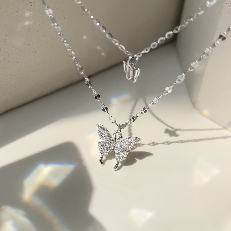 Collar Doble de Mariposa (plata 925) [prt-137]