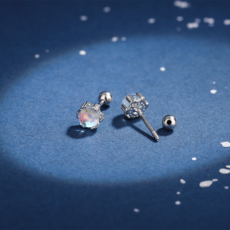 Aretes Piedra de Lunar Doble (plata 925) [prt-110]