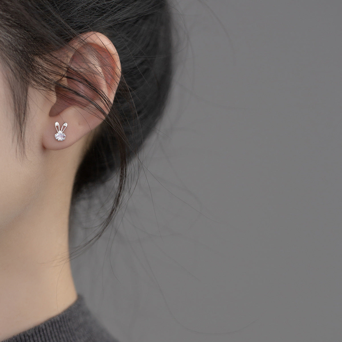 Aretes Conejo Radiante (plata 925) [prt-130]