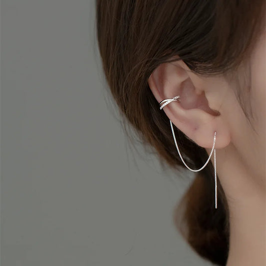 Aretes Hilo Deslizante (plata 925) [prt-138]