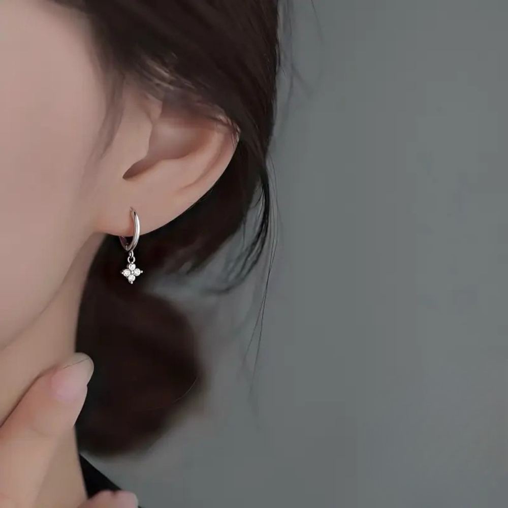 Aretes Trébol de Cuatro Hojas (plata 925) [prt-106]