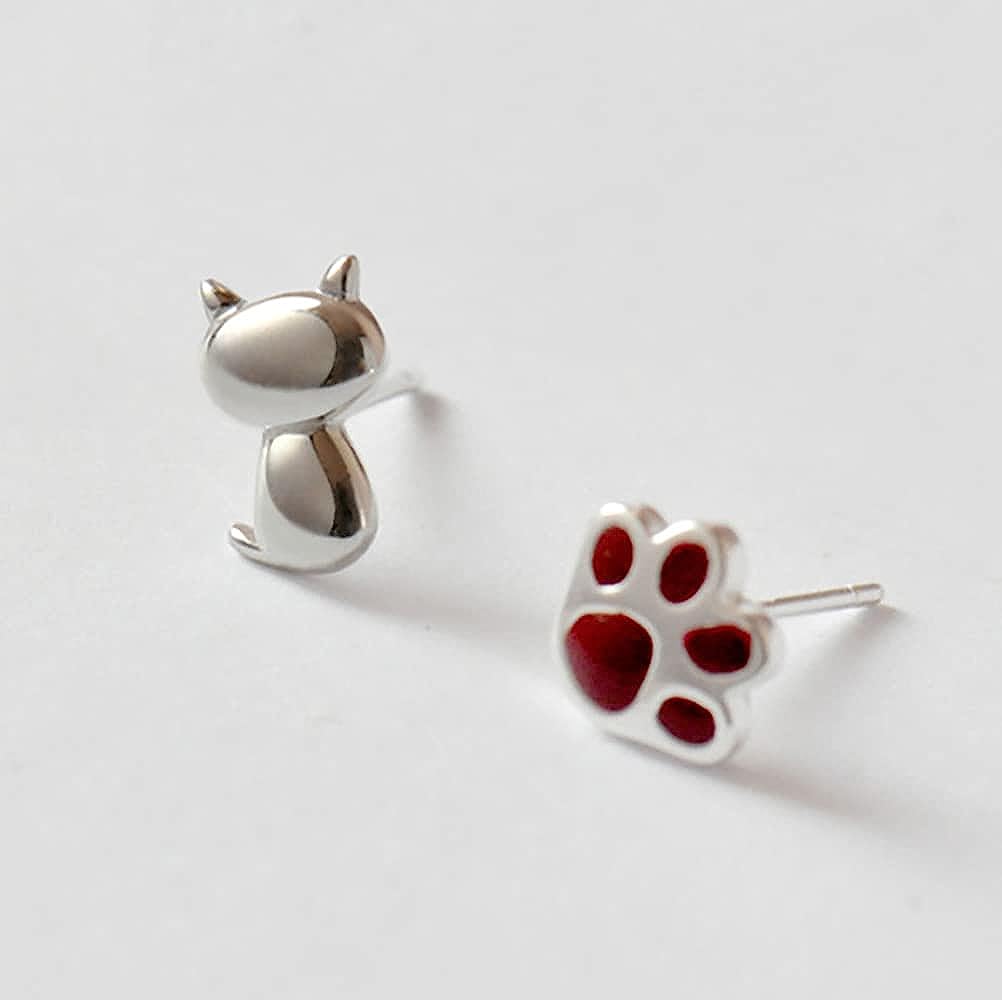 Gatito y huella roja (Plata 925) [prt-27]