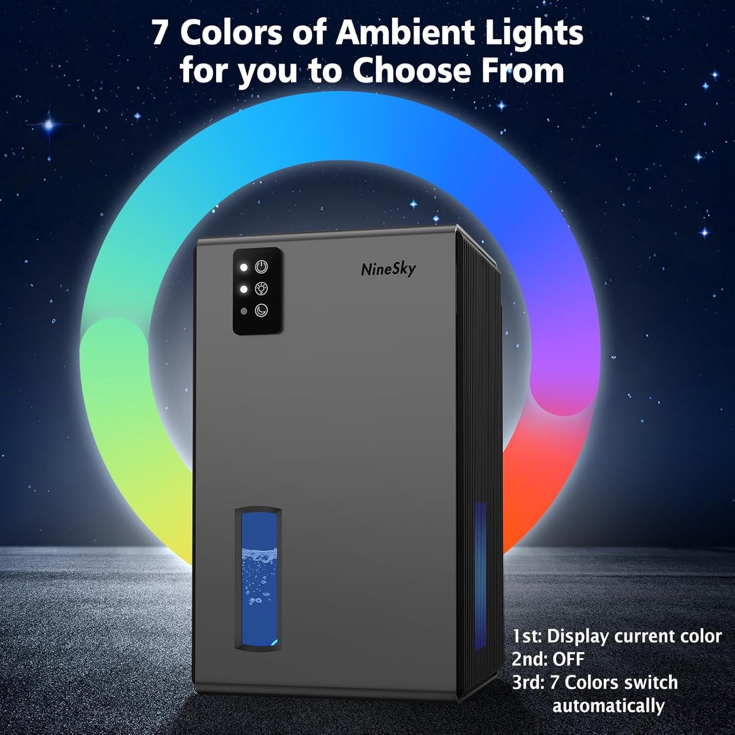 Deshumidificador Ninesky CT2 - Tanque de 2.8L (95oz), Cobertura 92 m², Apagado Automático [prt-139]
