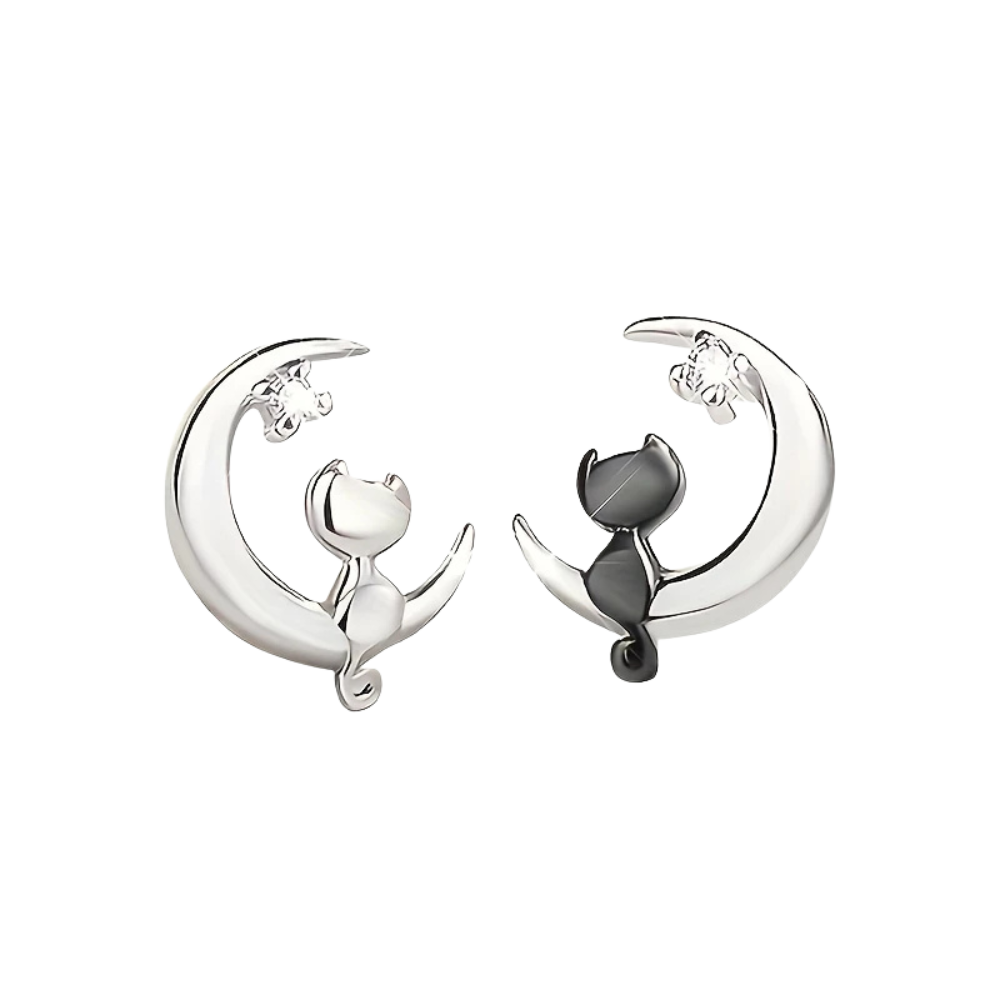 Aretes de Gato Amor Lunar (plata 925) [prt-97]