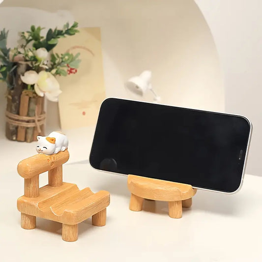 Soporte para Celular Gatito en Banco (Resina)