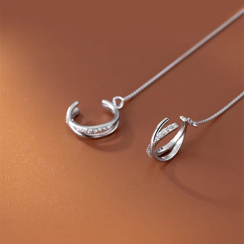 Aretes Hilo Deslizante (plata 925) [prt-138]