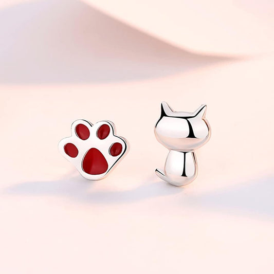Gatito y huella roja (Plata 925) [prt-27]