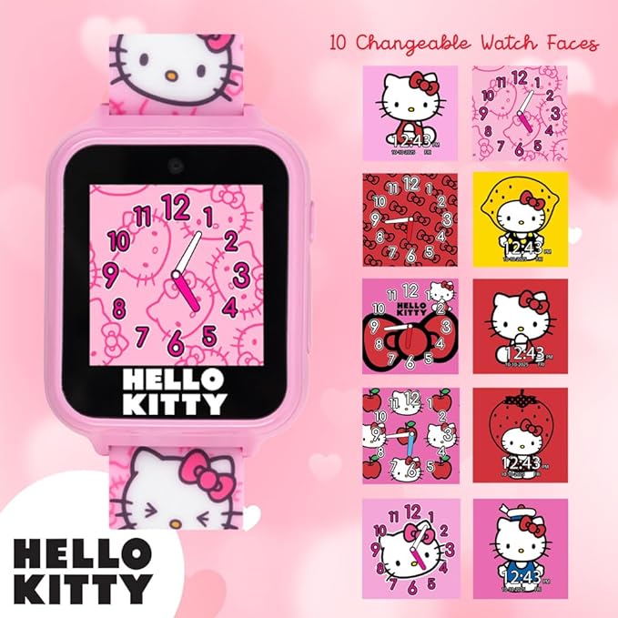 Hello Kitty – Reloj Inteligente para Niñas con Pantalla Táctil, Cámara, Juegos, Podómetro