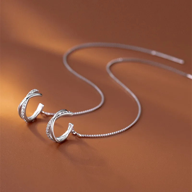 Aretes Hilo Deslizante (plata 925) [prt-138]