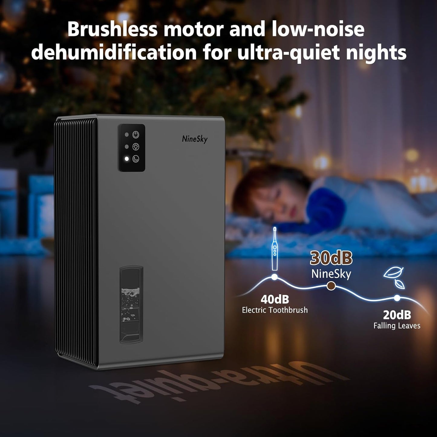 Deshumidificador Ninesky CT2 - Tanque de 2.8L (95oz), Cobertura 92 m², Apagado Automático [prt-139]